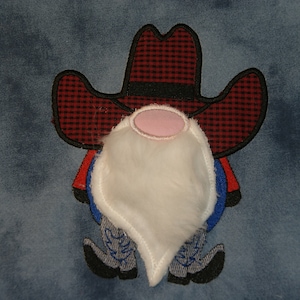Cowboy Gnomes Applique Embroidery Design Digital Télécharger 4x4 et 5x7 Avec Fur Beard Appliquéd On