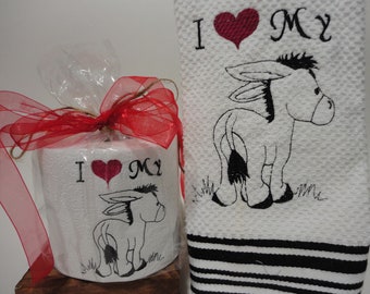 Donkey Toilet Paper Embroidery Design I Heart my  Ass Love My Donkey 4x4 5x7