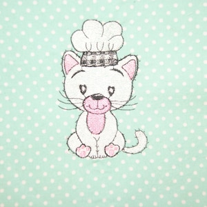 Cat Kitten Chef 2 Sizes Machine Embroidery Design