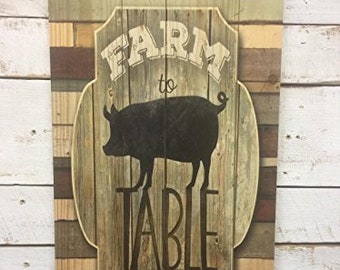 Farm Sign Farm to Table Pig Sign Pig Wood Wall Decor Farm To Table Sign Pig Wall Decor Farmhouse Pig Sign