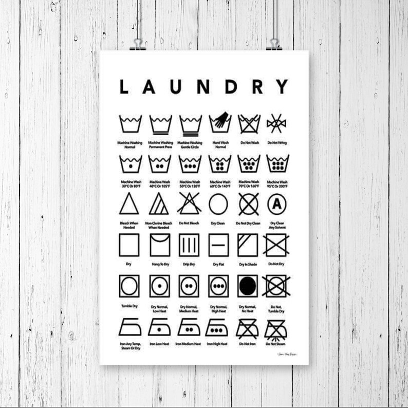 Laundry Symbols Laundry Sign Laundry Symbols Chart Etsy
