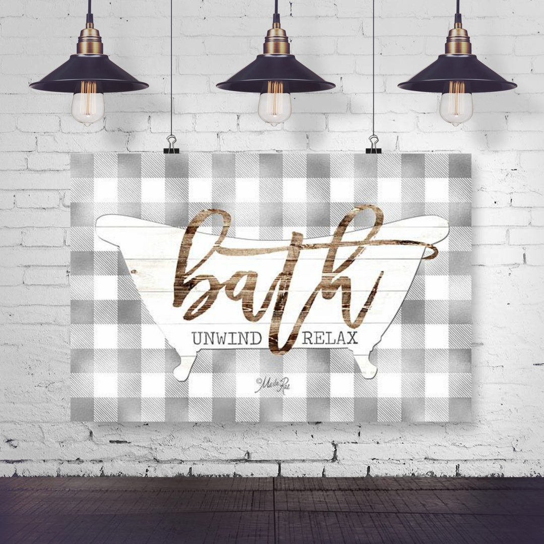 Buffalo Plaid Bath Print Bathroom Wall Decor Rustic Etsy