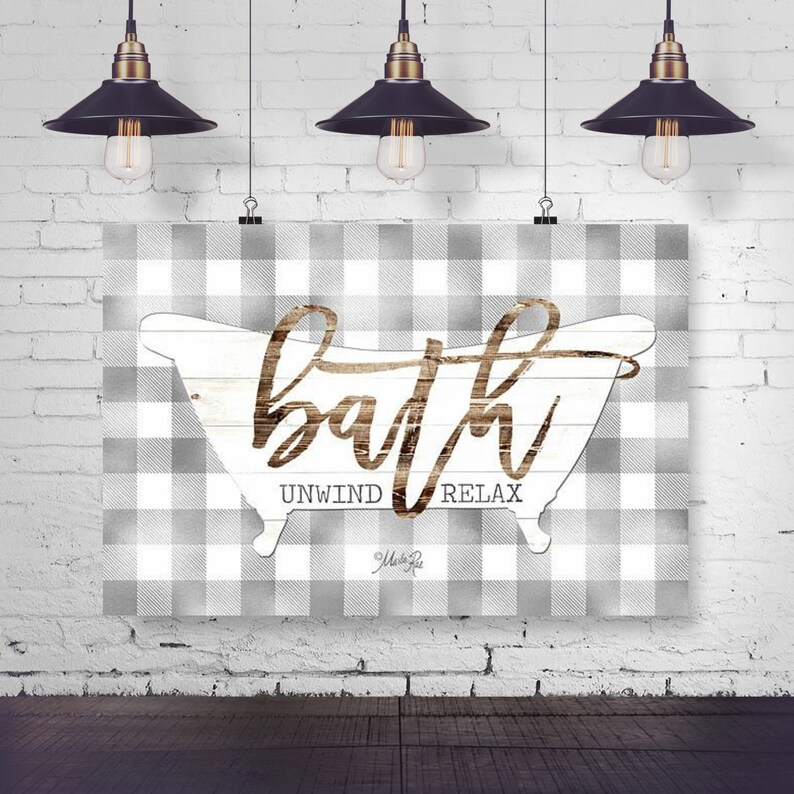 Buffalo Plaid Bath Print Bathroom Wall Decor Rustic Etsy