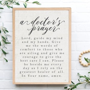 Doctors Prayer | Doctor Gift | Graduation Gift | MD Wall Art | Doctors Office Art | Doctor Print | Physician Assistant