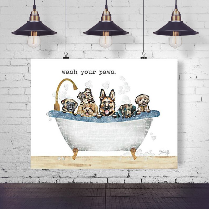 Dogs in Bathtub Rustic Bathroom Funny Bathroom Signs dog Etsy