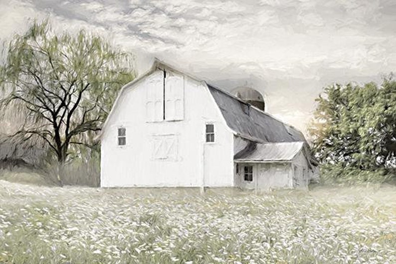 White Barn Print Barn Wall Art Barn Painting Painting Etsy