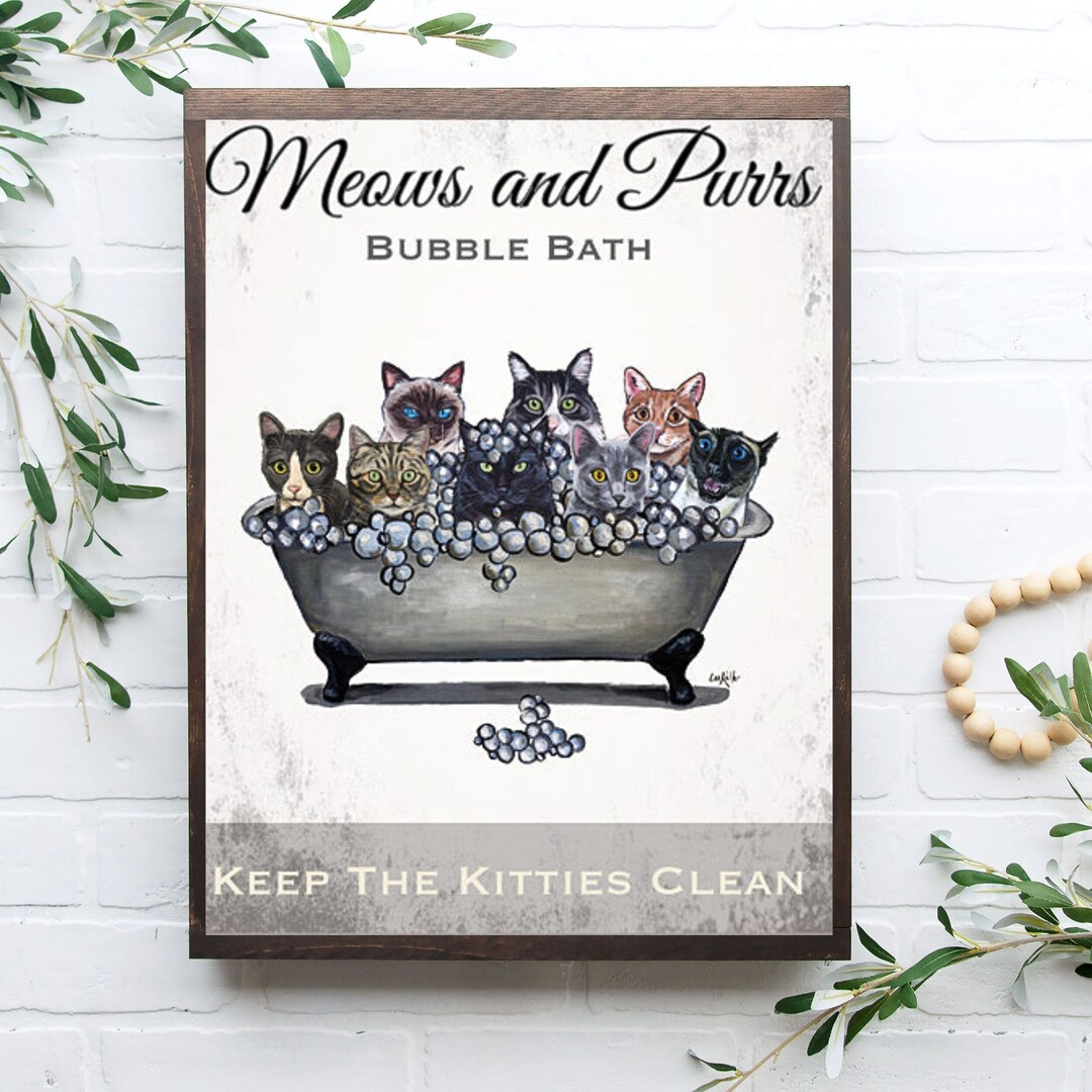 Cat Bathroom Art Cat Wall Décor Bathroom Print Bathroom Wall Etsy