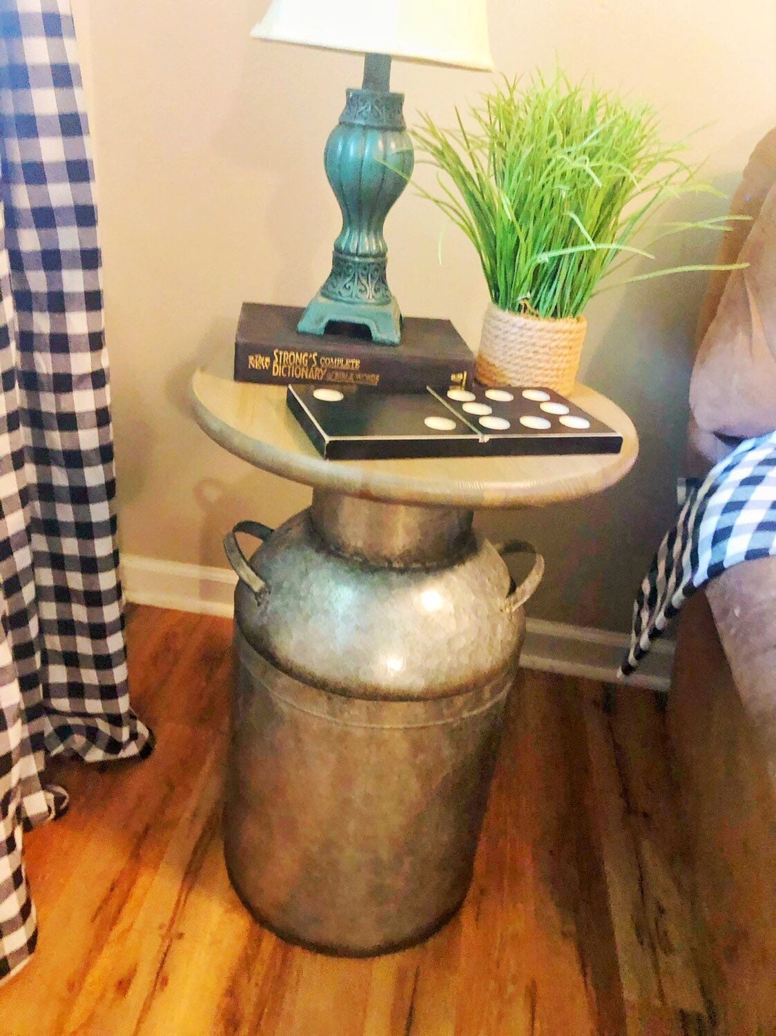 Milk Can end table wood end table cream milk can end table Etsy