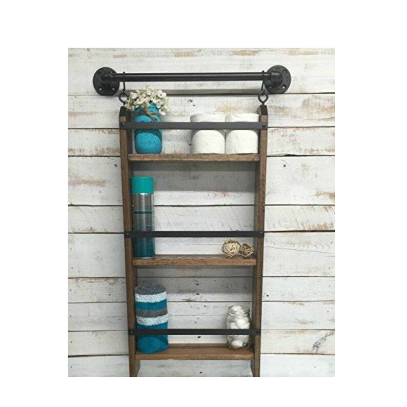 Pipe Towel Bar Hanging Wall Shelf Modern Custom Shelves Industrial Steampunk Farmhouse Ladder