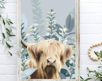 Highland Cow Art Highland Cattle Cow Print Cow Painting Highland Cow Print Cow Sign Cow Artwork Cow Wall Hanging