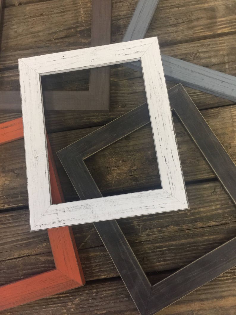 Wood White Frame Shabby Chic Frames 11 X 14 Distressed Image 0