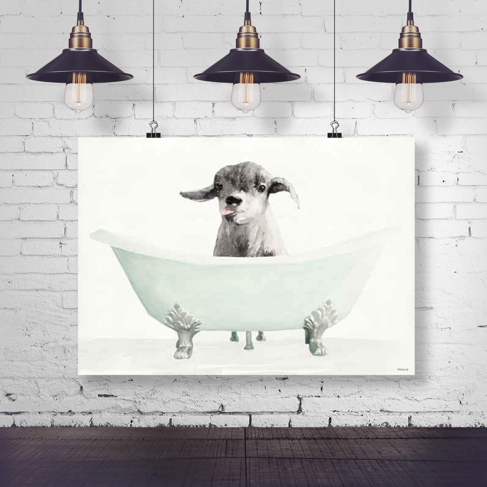 Goat in a Bathtub Goat Taking a Bath Bathroom Art Goat Etsy