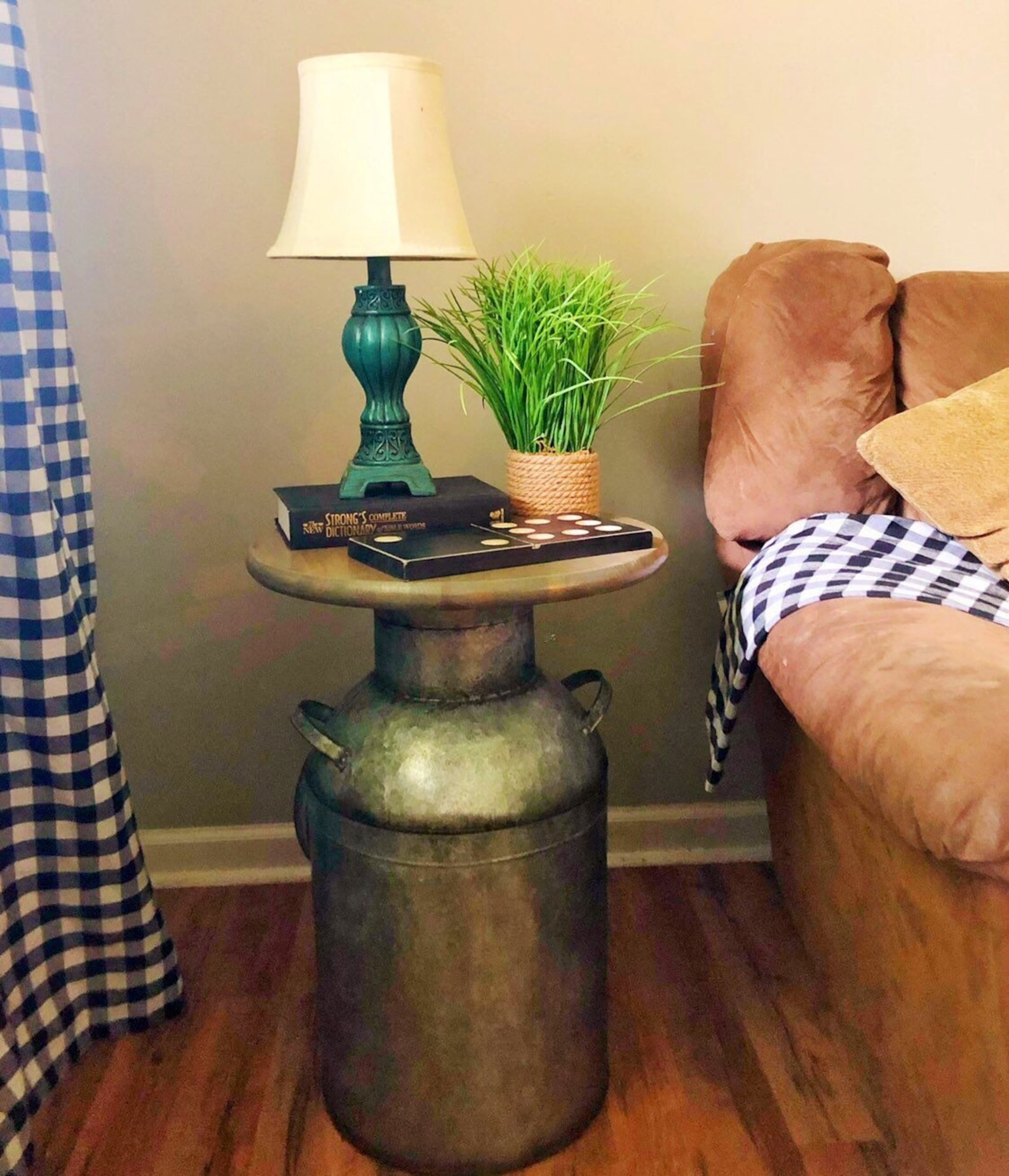 Milk Can end table wood end table cream milk can end table Etsy