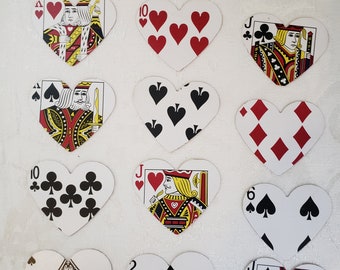 1/8 lb Hearts junk journal playing card set large 2 1/3"  cutouts of deck of playing cards, heavy cards, for parties, cards.