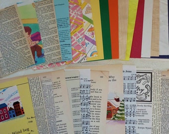 1/8 lb. Scraps, Mindblowing rare Paper Scrap Lot, 4.25x5.5 Papers Antique, Vintage, And Cardstock, Books, Junk Journal