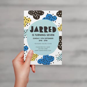 Children's kids Birthday Party Invitations, Birthday Invites Boy, Scandinavian Custom Invites Invitation