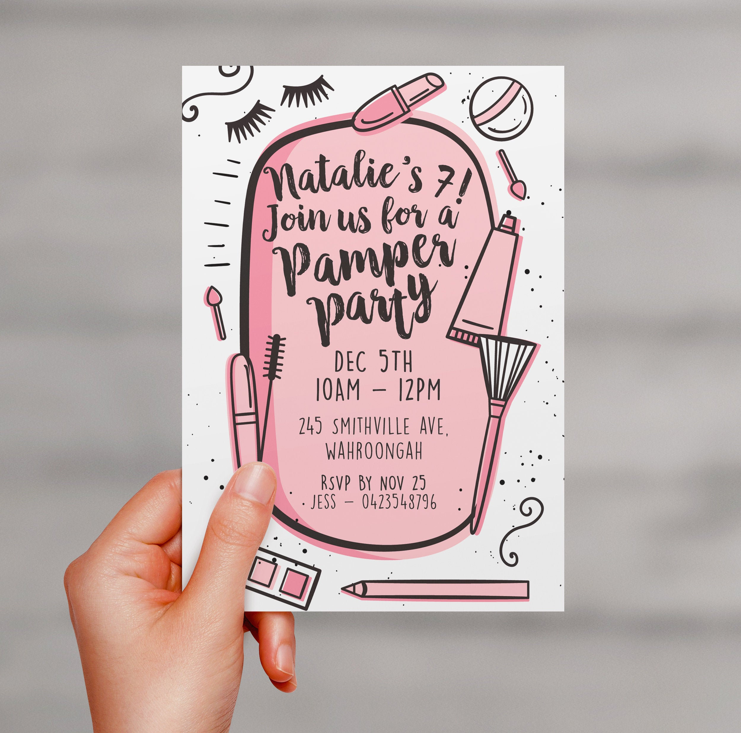 Pamper Party Invitation Birthday Invites Girl Day Spa Etsy invitations-12-ref-p8-can-be-made-for-any-age-personalised-birthday