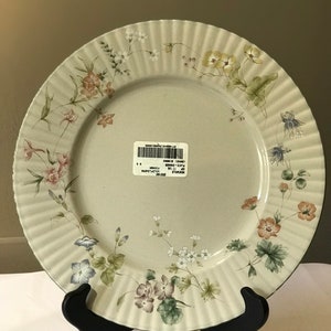 Mikasa Wildflowers by Larry Laslo Classic Elegance Dinner Plates Ribbed Trim New