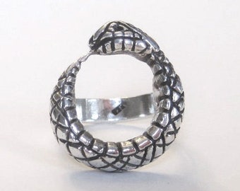 Handmade Ouroboros Snake Ring, Serpent Eating Tail, USA