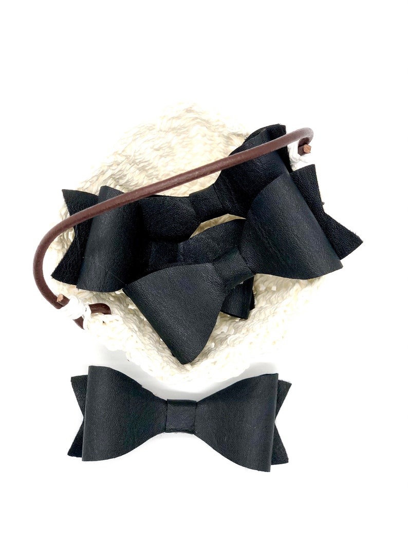Black Faux Leather Bow Set