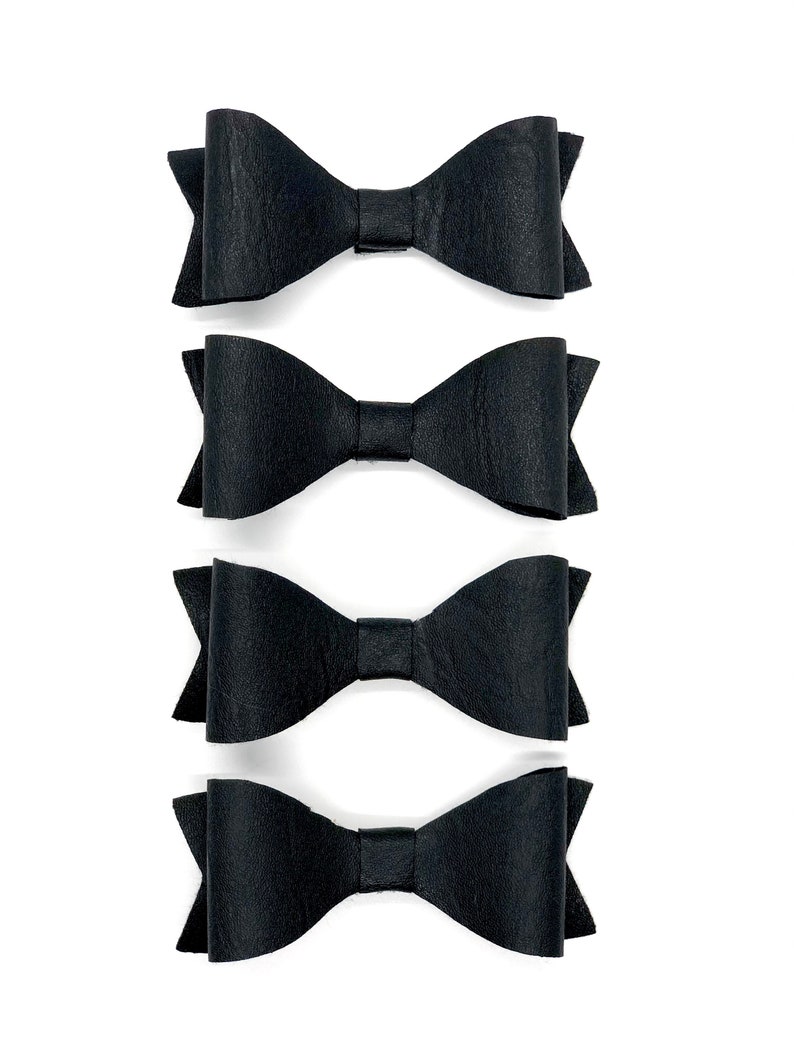 Black Faux Leather Bow Set