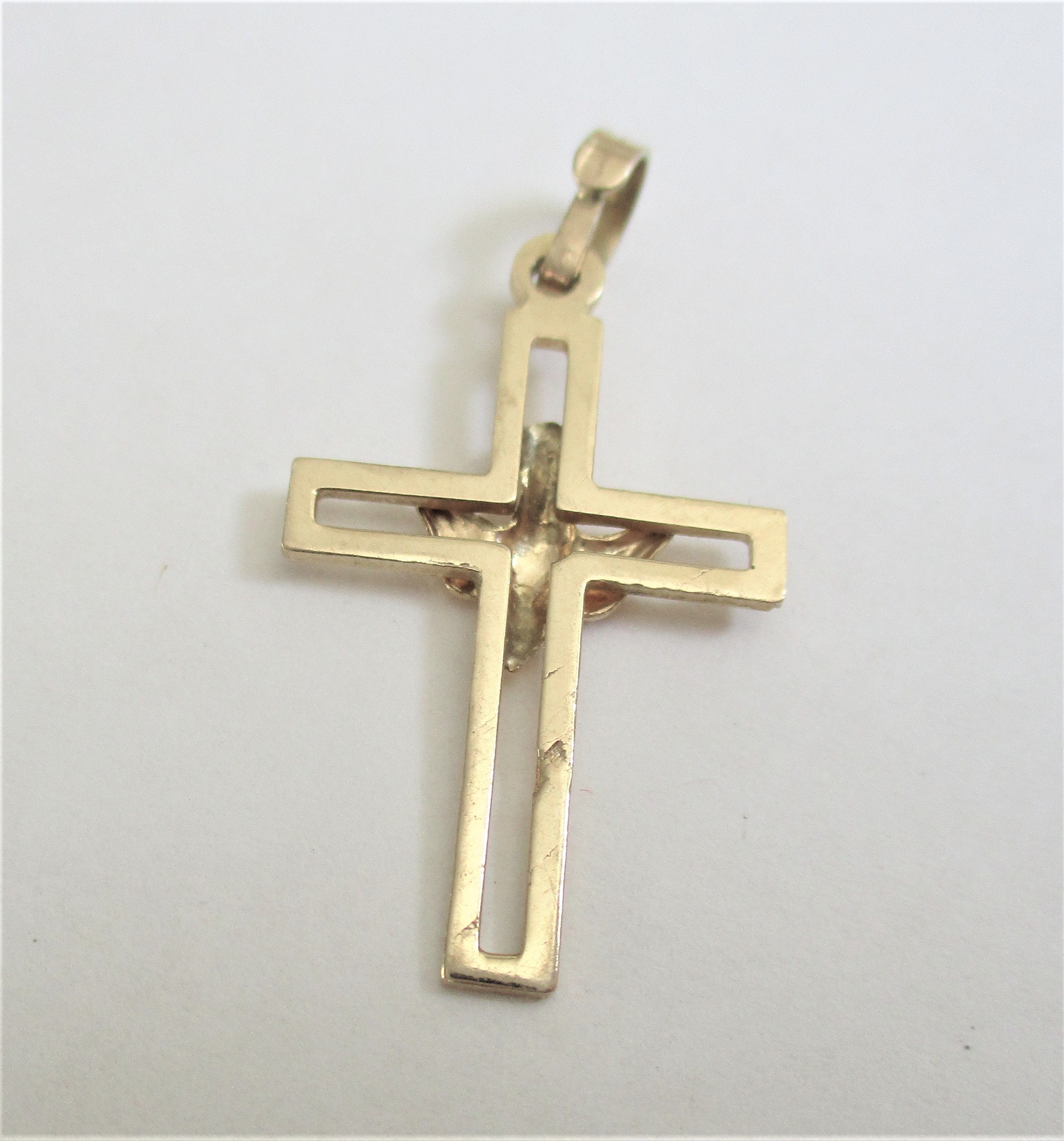 Small Gold Open Cross Pendant with Golden Dove of Peace Etsy