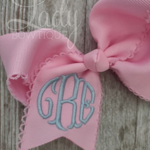 Moonstitch Monogrammed Hairbows- Embroidered Hairbow- Personalized Bows- Headband bows for baby- School hair bows- Custom bows for baby girl