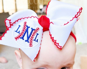 Baseball Hair bow-Monogram Hair bow-baseball Hair bow for baby personalized hairbow-custom hair-bow- monogrammed hair-bow- Sports hair bows-