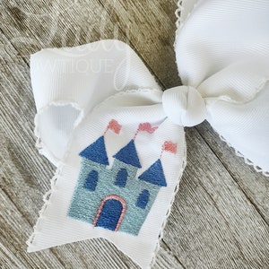 Princess Castle Hairbow- Fairytale bows- Headband bow for babies - Princess hairbows- Girl bows- Custom bows for baby- Castle design bows--