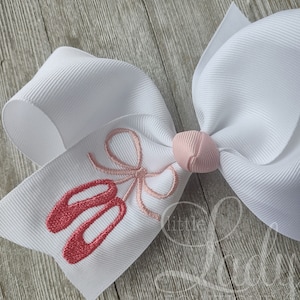 Ballerina Hair-bow- Embroidered Hair-Bow- Ballet slippers bows- Ballet hair bow- Ballet bow - Dance hair bows-Hair bow- Custom hair bows---
