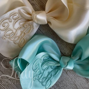 Satin hårrosetter - Med monogram - Påsk hårrosetter - Rosetter för speciella tillfällen - Bröllopshårrosetter - Dubbelsidiga satin hårrosetter - Baby hårrosetter - hårrosetter - bild 5