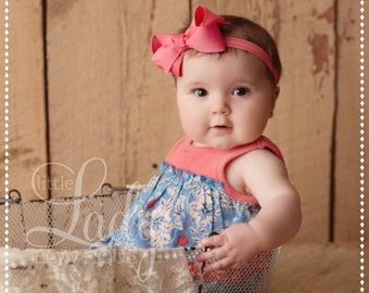 Hair Bow with Stretch Headband, Customizable Baby Girl Bow