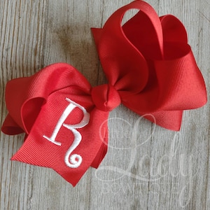 Double layer monogram hair bow- Initial hair bow- Embroidered hair bow-Single letter Hair bow- Custom hair bow- personalized hair bow- bows-