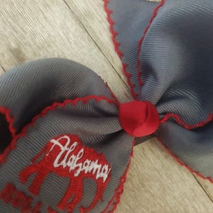 Alabama hairbow - Elephant hair bow- Collegiate hair bow- School bow- Embroidered bow-Moonstitch bow- Hair bow for girls- baby hair bows-bow