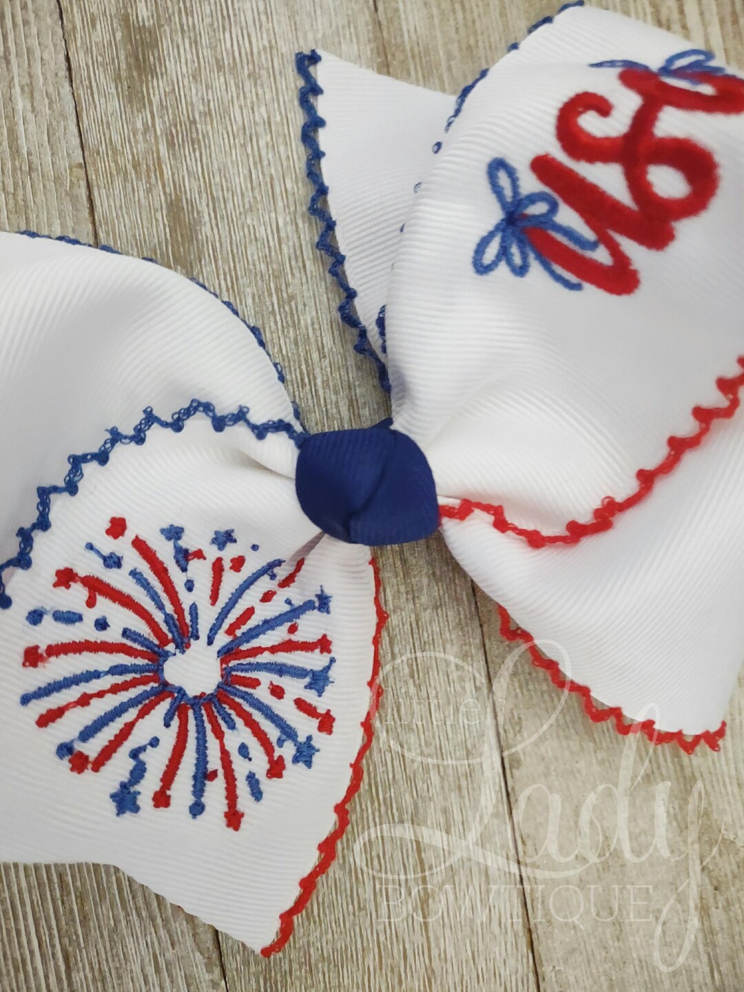 4th of July Embroidered Hair Bow - Custom Patriotic Bow - Bow With ...