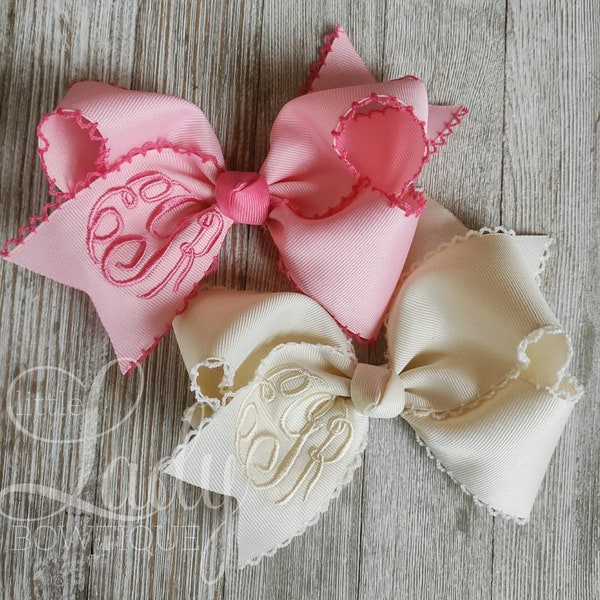 Moonstitch Monogram Hairbows- Geborduurde Hairbow- gepersonaliseerde Bows- Easter Hairbows-Lente Hairbows- strikken voor baby's- Aangepaste haarstrikken-