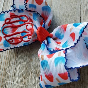 Printed moonstitch Hairbow-with or without monogram hairbow-back to school bows-custom Hairbow-Moonstitch bows-Apple Hairbows-personalized--