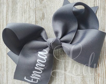 Monogrammed Hairbow Name- Name monogrammed on hairbow- custom hairbows-personalized hairbow-bows for little girls- baby bows- monogram bows-