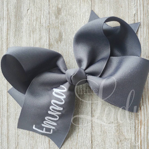 Monogrammed Hairbow Name- Name monogrammed on hairbow- custom hairbows-personalized hairbow-bows for little girls- baby bows- monogram bows-