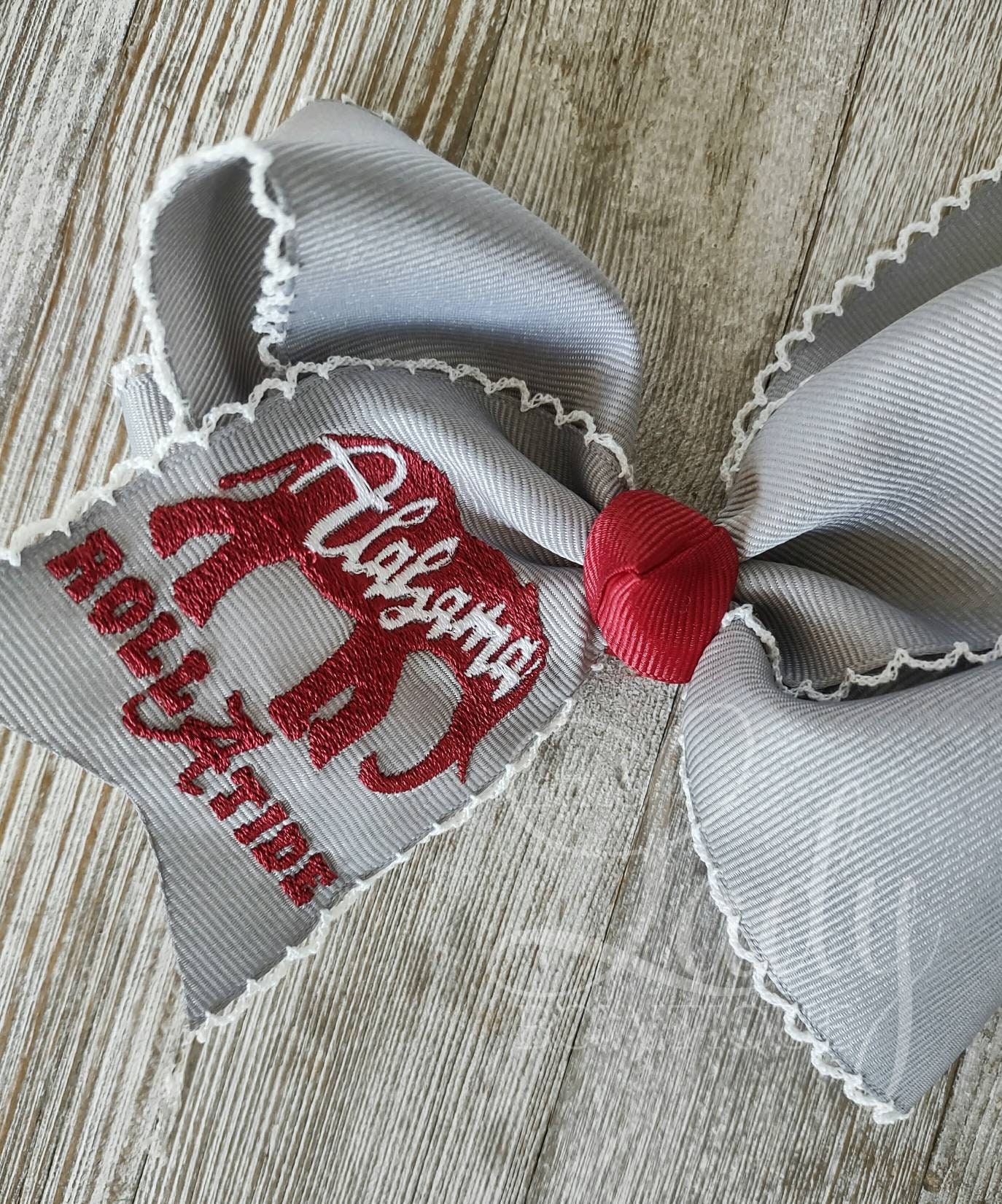 Alabama hairbow - Elephant hair bow- Collegiate hair bow- School bow- Embroidered bow-Moonstitch bow- Hair bow for girls- baby hair bows-bow