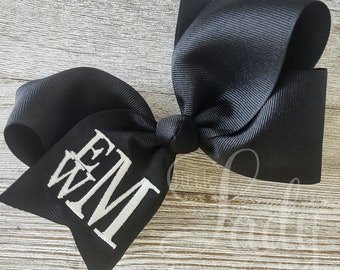 Embroidered Monogram Hair Bow – Personalized School Bow
