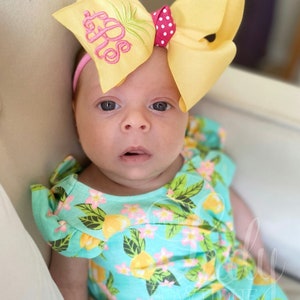 Monogrammed Pineapple Hair Bow - Summer Beach Hairbow