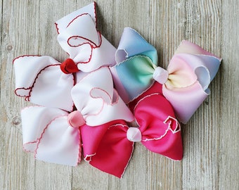Large Grosgrain Ribbon Hair Bow with Ric Rac Trim