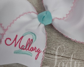 Birthday Hair bow- Monogrammed hair bow- Custom hair bow- Personalized hair bow- Birthday bow- hair bow for birthday - Specialty hair bows--