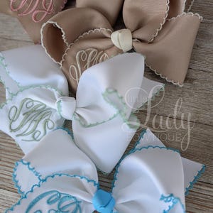 Moonstitch Monogrammed Hairbows- Embroidered Hairbow- personalized Bows- Easter Hairbows-Spring Hairbows- bows for babies- Custom hair bows- image 6