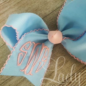 Moonstitch Monogrammed Hairbows- Embroidered Hairbow- Personalized Bows- Headband bows for baby- School hair bows- Custom bows for baby girl