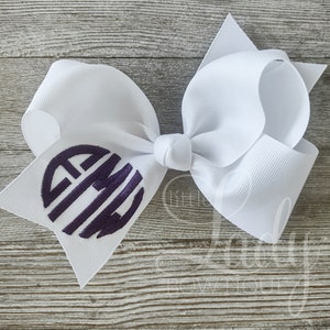 Monogrammed Hair bow-personalized hair bow- School bows- Baby Hair bows-Custom Hair bows- Embroidered bows- little girl hair bows- Hair bows