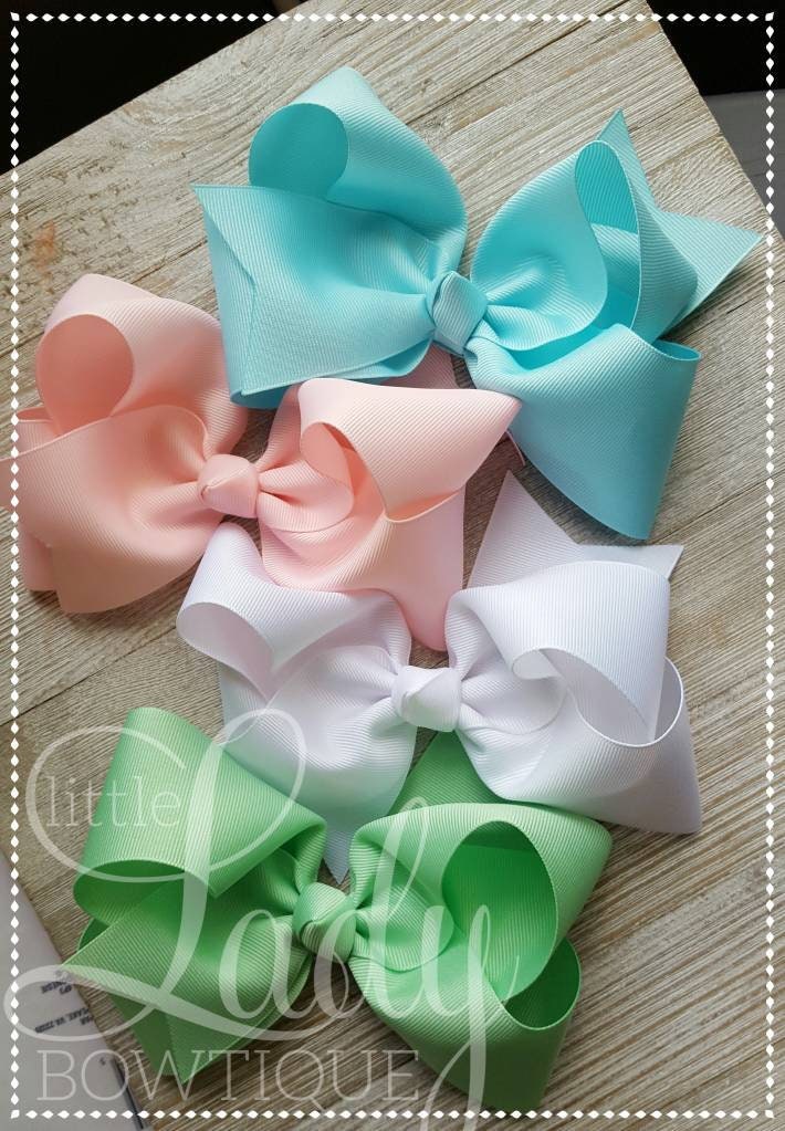 Solid Hair Bows - Baby Girl Bows Bundle, Custom Colors - Etsy