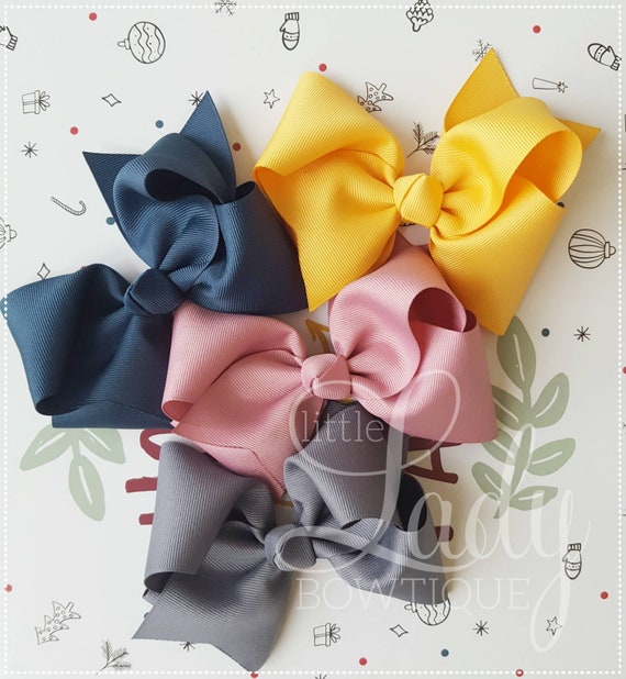 Solid Hair Bow Bundle – Customizable Color Set of 4 - Etsy display picture 3