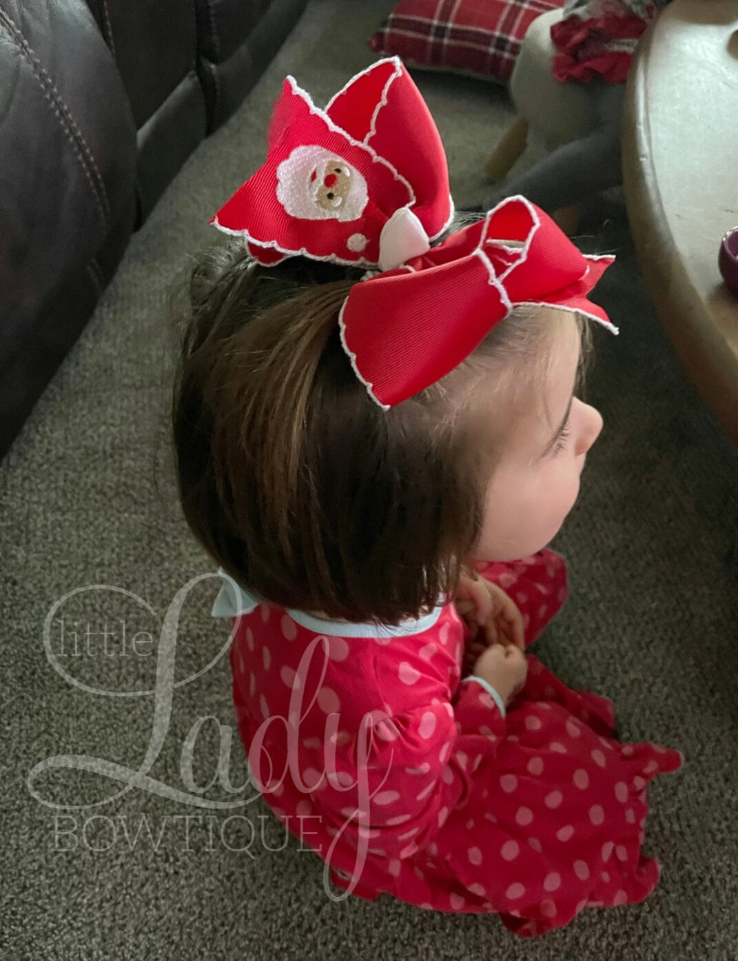 Embroidered Christmas bows-Santa hairbow-Reindeer hairbow-Snowman Hairbow- custom hairbows-hoilday hairbows- moonstitch hairbows- hair-bow--